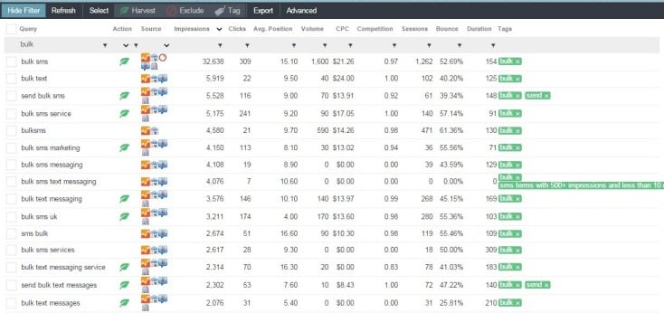 Searching for bulk related terms