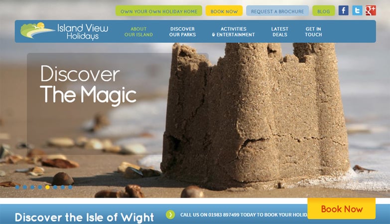 Island View Holidays landing page