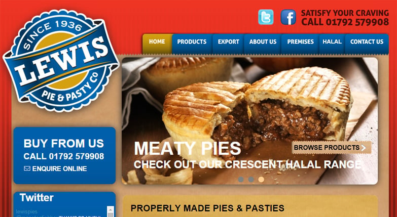 Lewis Pies landing page