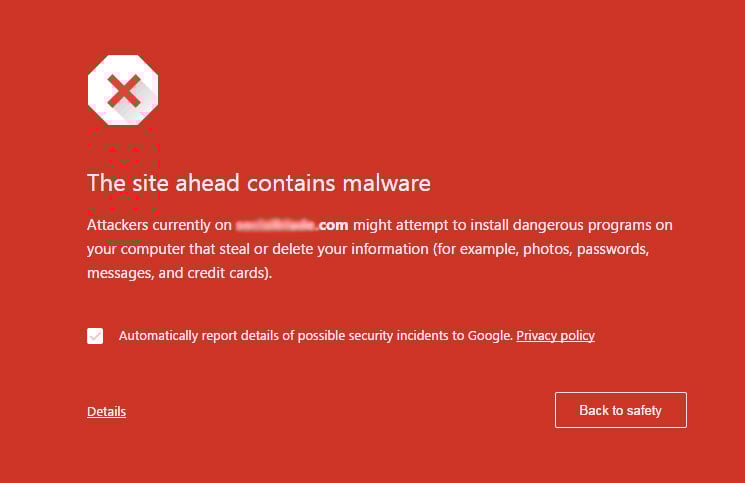 The dreaded Google malware screen