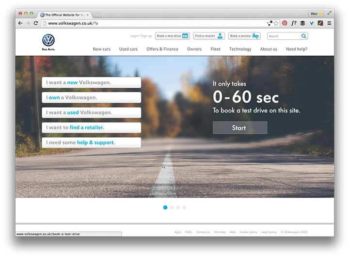Volkswagen home page