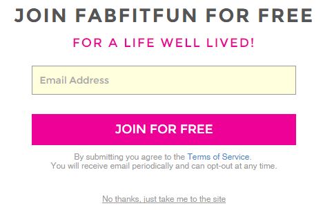 Fab Fit Fun subscriber pop up