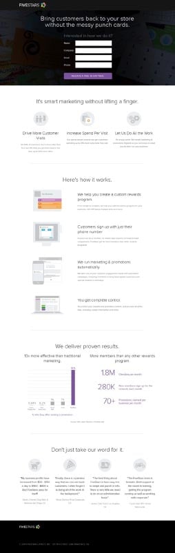 fivestar landing page example