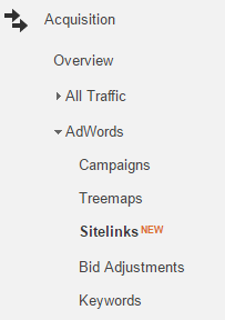 analytics sitelinks