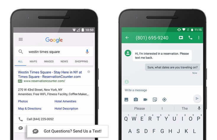 Click to message ads