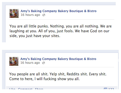 Amy's Baking Company Facebook meltdown