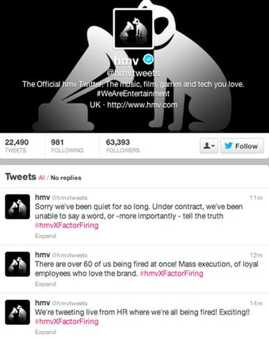 HMV fires social media team