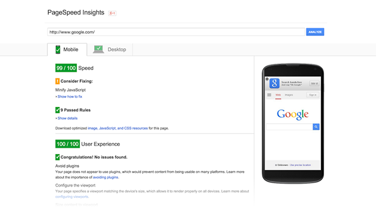 Google Page Speed Insights