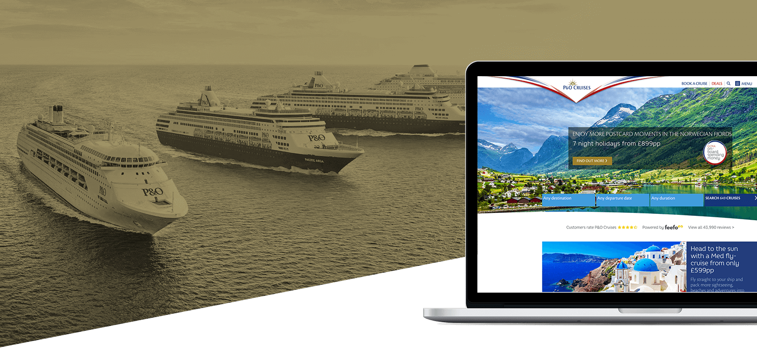 The P&O website homepage following SEO optimization