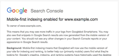 Mobile-first indexing enabled for example.com