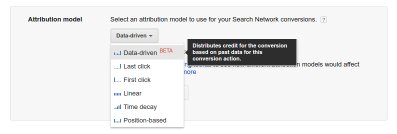 Ways of choosing an attribution model