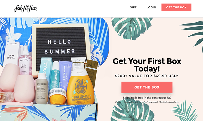 Fab Fit Fun landing page