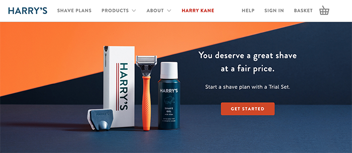 Harry's landing page