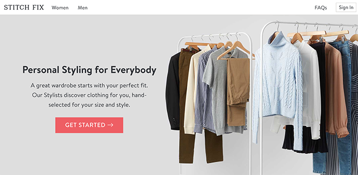 Stitch Fix landing page