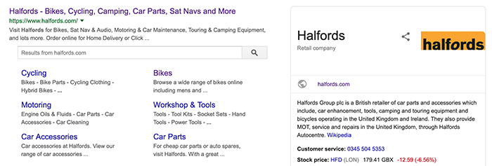 Halfords knowledge graph