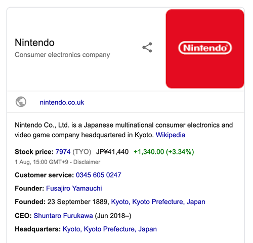 Nintendo knowledge graph