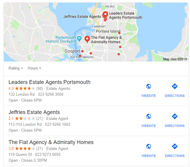 google local seo search results