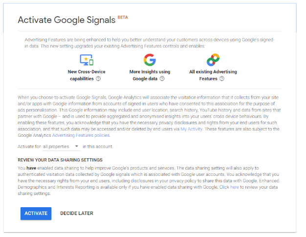 Activate Google Signals 