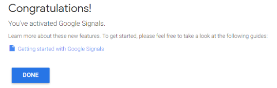 Congratulations you've activated google signals