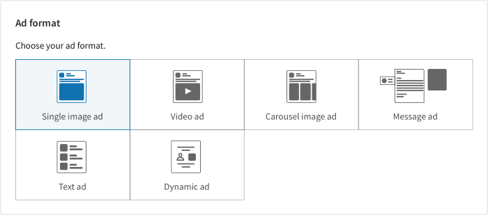 Choosing your ad format on LinkedIn