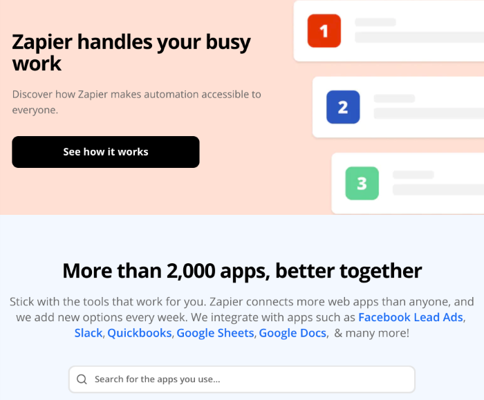 Zapier homepage