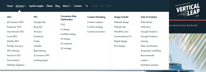 Example nested menu