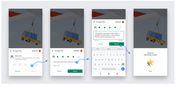 Google Play in-app review API screenshots