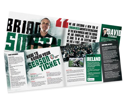 London Irish PPC case study showing their marketing collateral