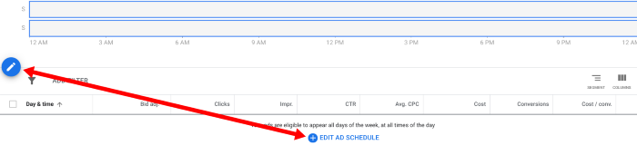 Ad scheduling set up instructions