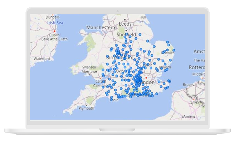 Geographical PPC data being shown on a monitor