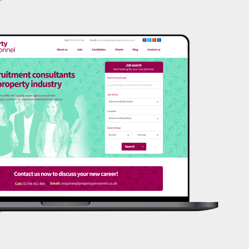 Property Personnel SEO PPC and content marketing case study image showing their website on a monitor