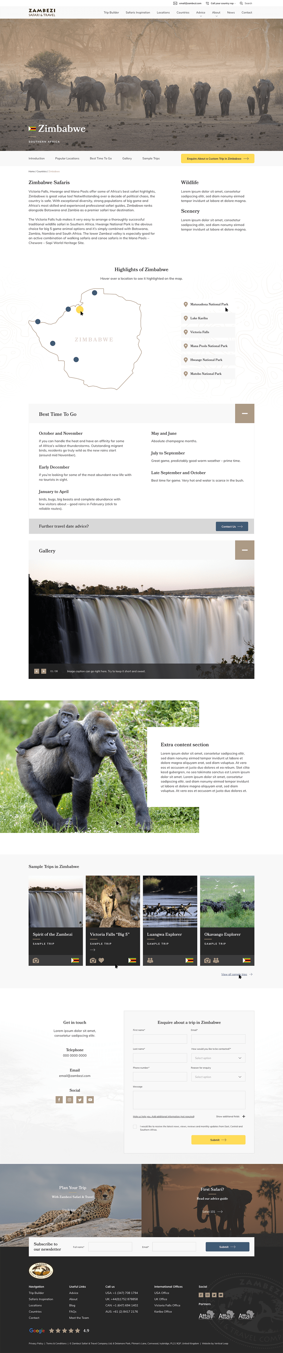 Info tabs on Zambezi homepage