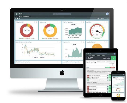 Apollo Insights dashboard on screens used to analyse search marketing data