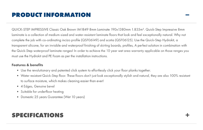 B2B eCommerce example showing Jewson product description