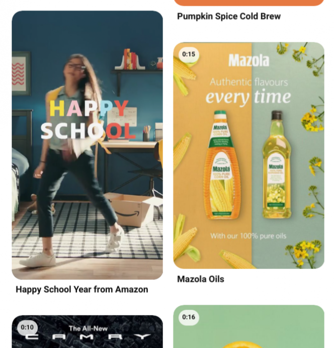 Pinterest standard width video ads