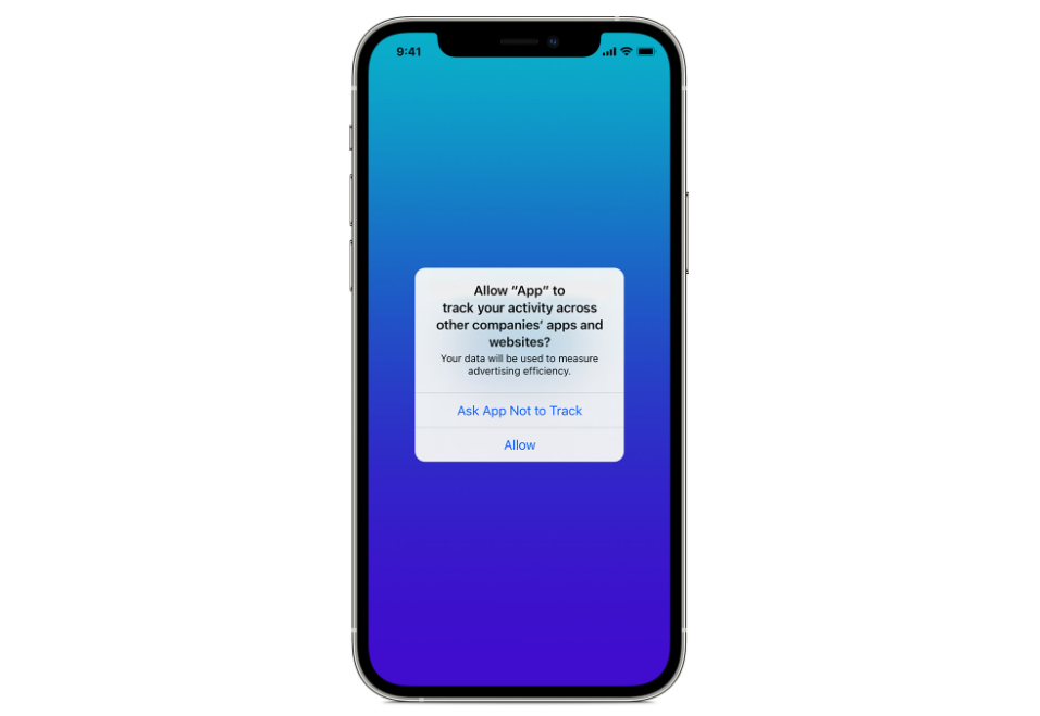 App notification asking to track your activity across other companies' apps and websites