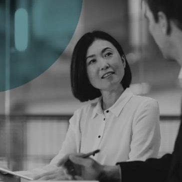 Man and lady in meeting taking SEO brief