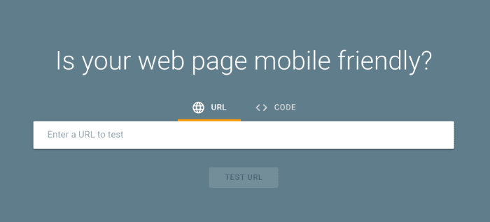 Mobile friendly testing tool