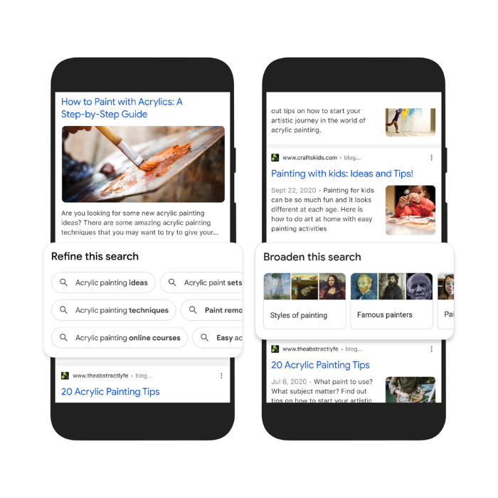 Google is placing more emphasis on exploration by showing 'refine' or 'broaden' this search options in search results
