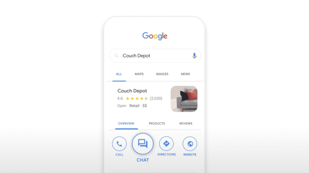 Google Business Messages chat button