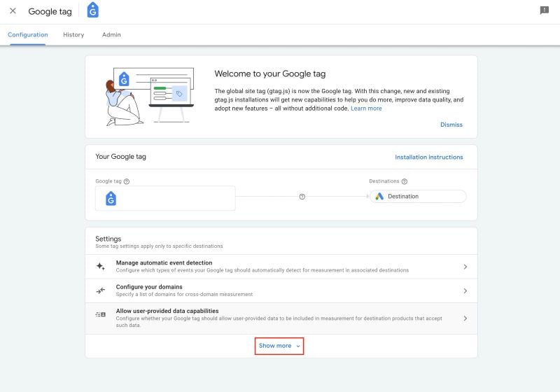 Screenshot of Google Tag Manager settings