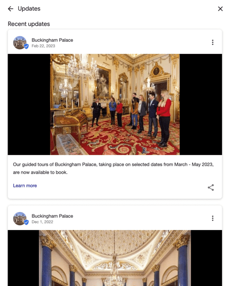 Google Business Profile Posts for Buckingham Palace