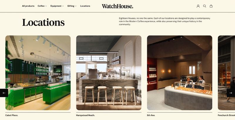 Watchhouse restaurant locations on their website